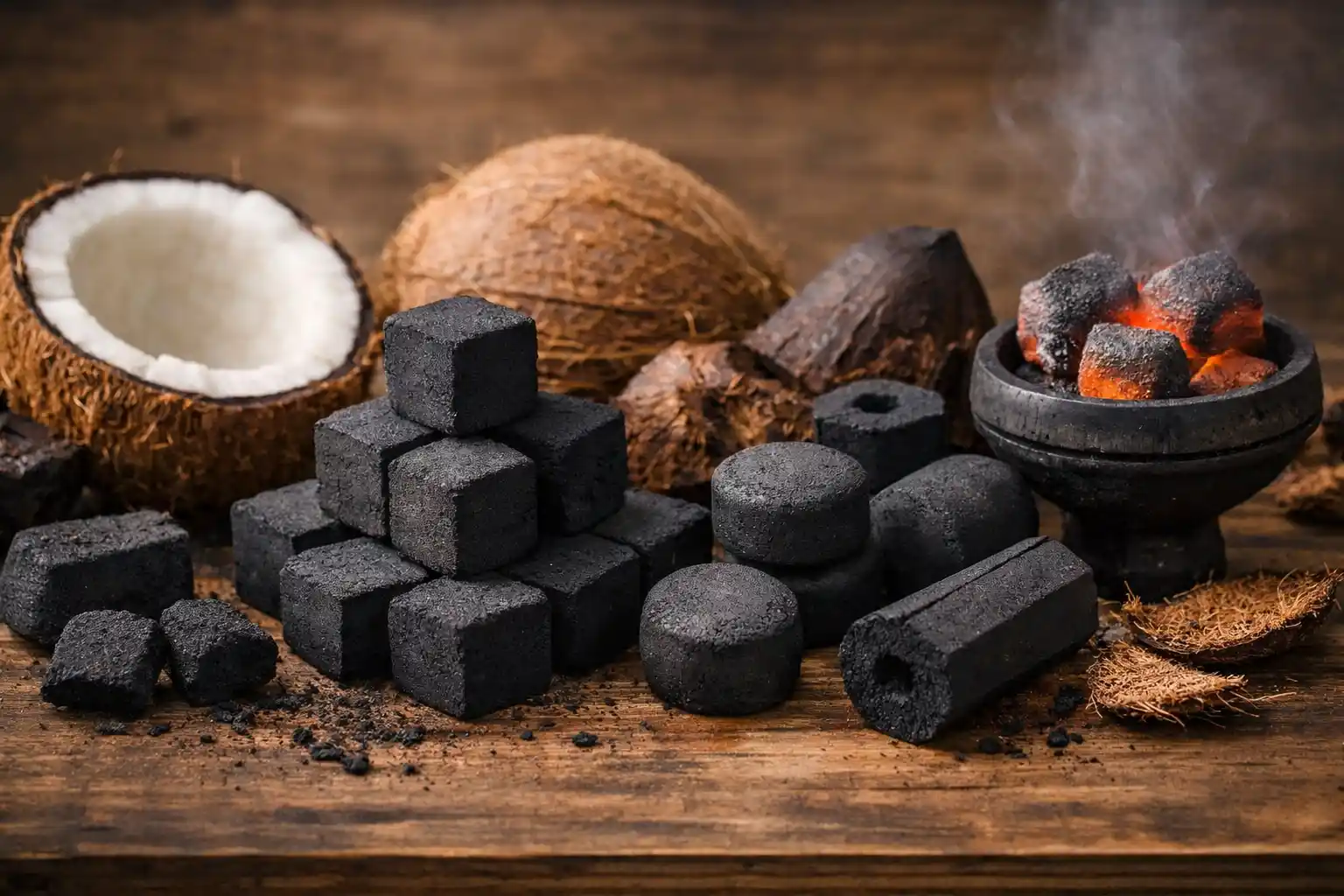 Varieties of Coconut Charcoal Briquettes