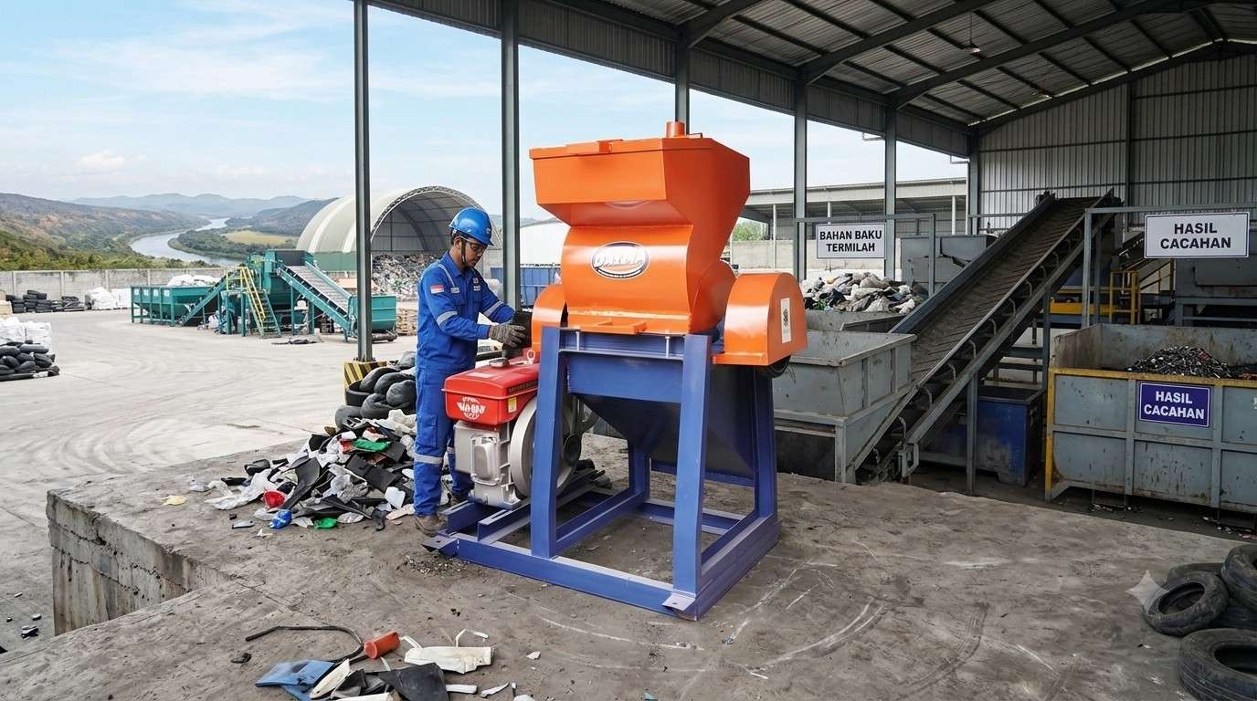 proses daur ulang plastik menggunakan mesin crusher