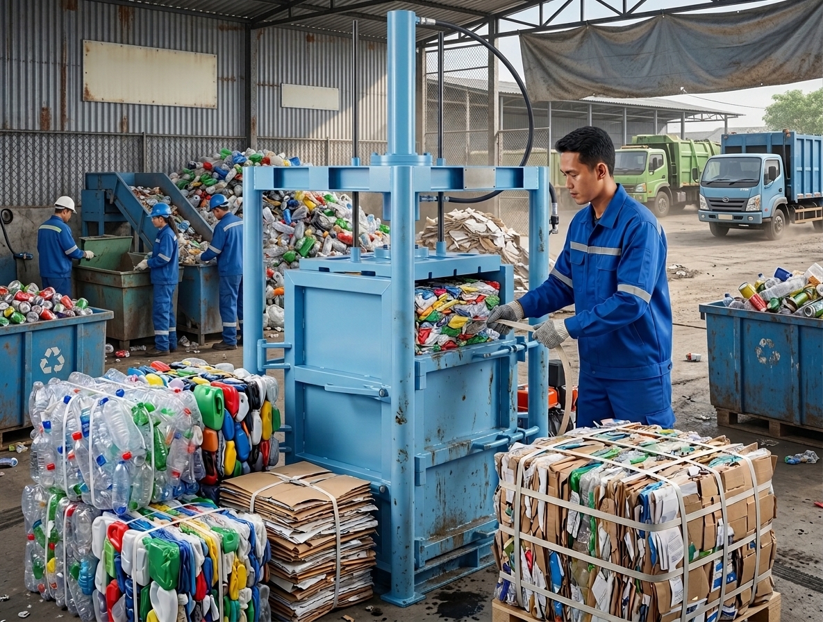 Mesin Press Sampah Sistem Hidrolik untuk Pemadatan yang Lebih Praktis